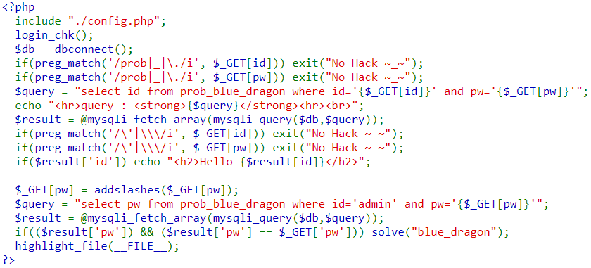 Solution: Lord of SQL Injection blue_dragon – niek